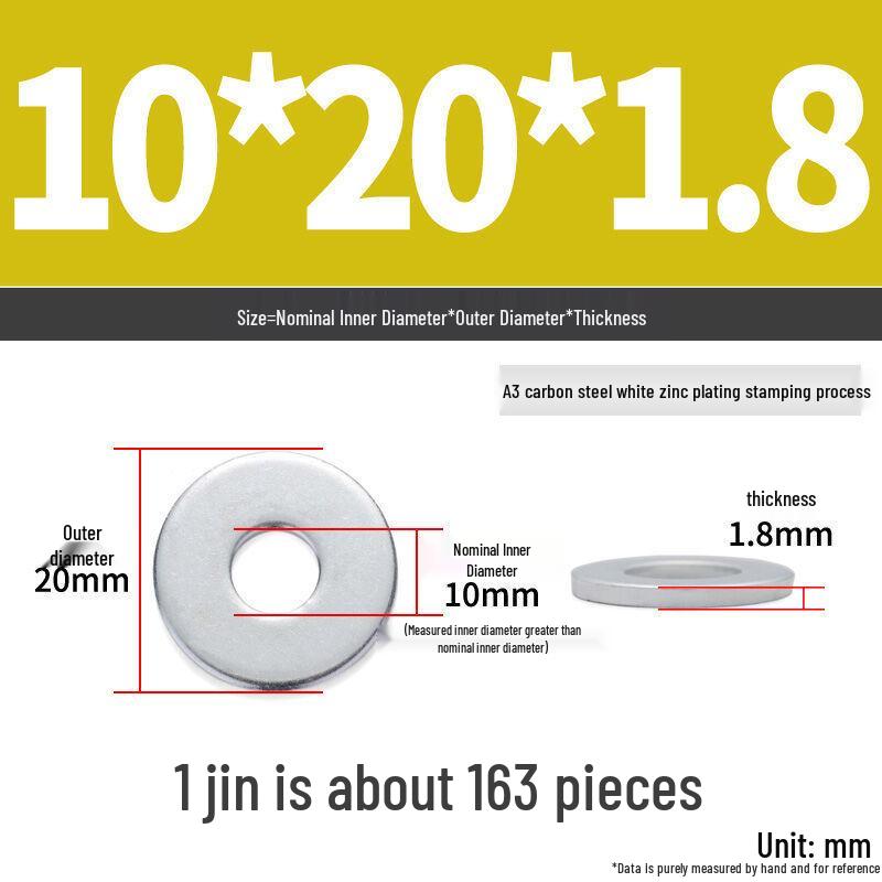 Extra Large Galvanized Metal Flat Washer - Thickened Round Screw Washer M6-M16
