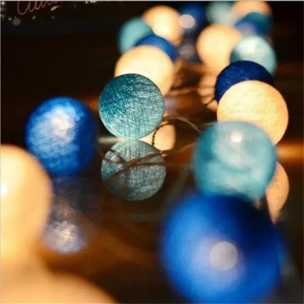 LED 4CM Cotton Ball Garlands Fairy Lights String Battery Power Christmas Outdoor Navidad Garden Bedroom Wedding Decoration