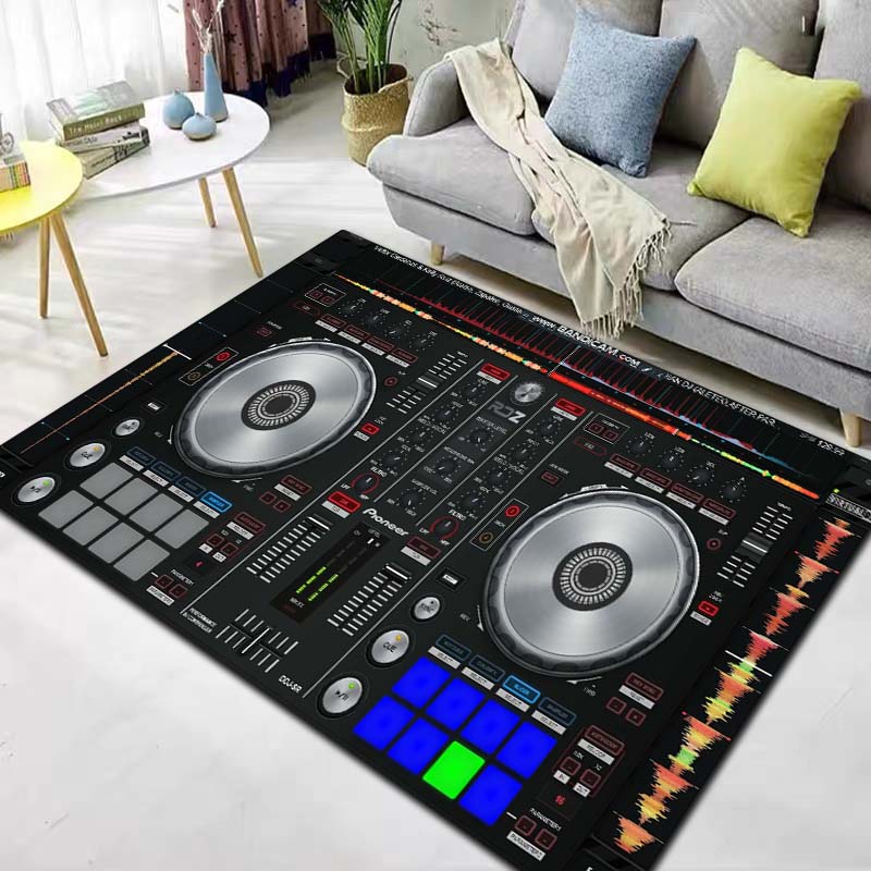 Dj Music Record Screen Console Theme Printing Large Carpet Sofa Living Room Bedroom Decoration Kitchen Bathroom Anti Slip Carpet