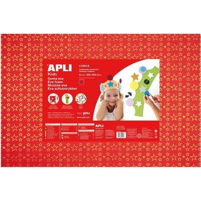 Apli Pouch 1 Sheet of Rubber Foam - Red Printed with Gold Stars