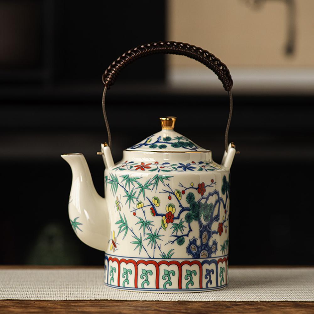 Chinese Retro Ceramic Teapot, Household Tea Infuser with Strainer, Restaurant Tea Kettle, China-Chic Style Ceramics Tea Set