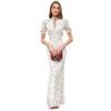 Frühling und Sommer neue europäische und amerikanische Mode Blumenkleid Damen High-End-Gefühl tiefer V-Ausschnitt Kleid Temperament elegant