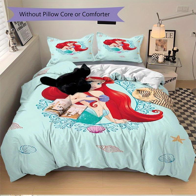 3pcs Mermaid Printed Bedding Set, Breathable And Soft, Machine Washable, Christmas Gift, Suitable for Bedroom Decoration, 108