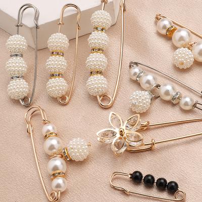 High End Anti Glare Brooch for Clothing Collar Pearl Waist Clip Accessory Dress Pants Waist Big Change Small Artifact