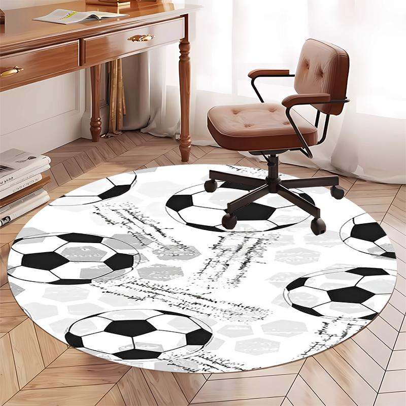 Fußball bedruckter runder Teppich Teppich Stuhlteppich Läufer Eingang Fußmatten, für Bürostuhl Wohnzimmer Schlafzimmer Küche.