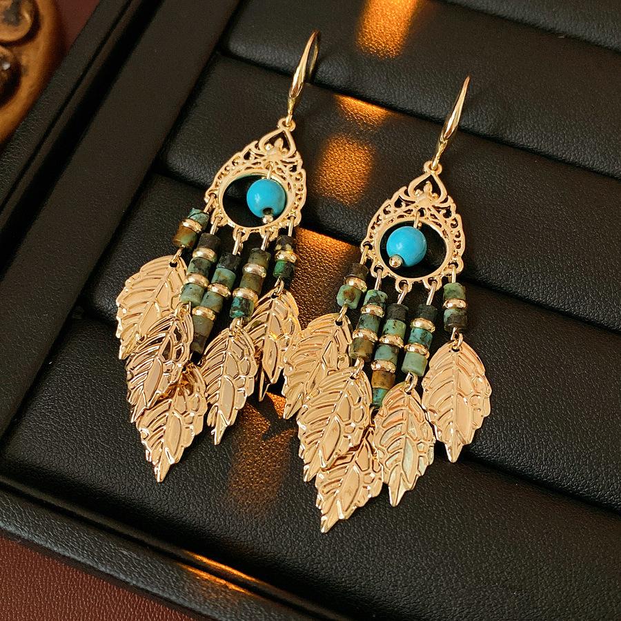 Silver Needle Diamond Oval Pendant Fringed Earrings Medieval Vintage Court Style Stud Earrings Light Luxury Retro Earrings