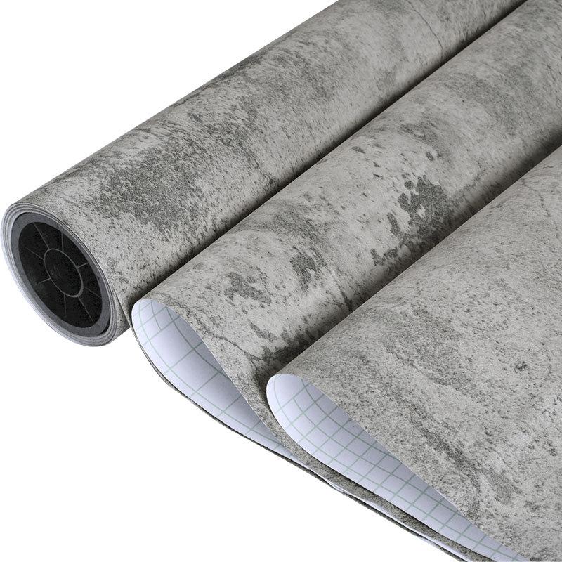 Retro Styie Cement Wallpaper Self-Adhesive PVC Waterproof Dark Gray Concrete Effect For Entrance Bedroom Living Room Decoration
