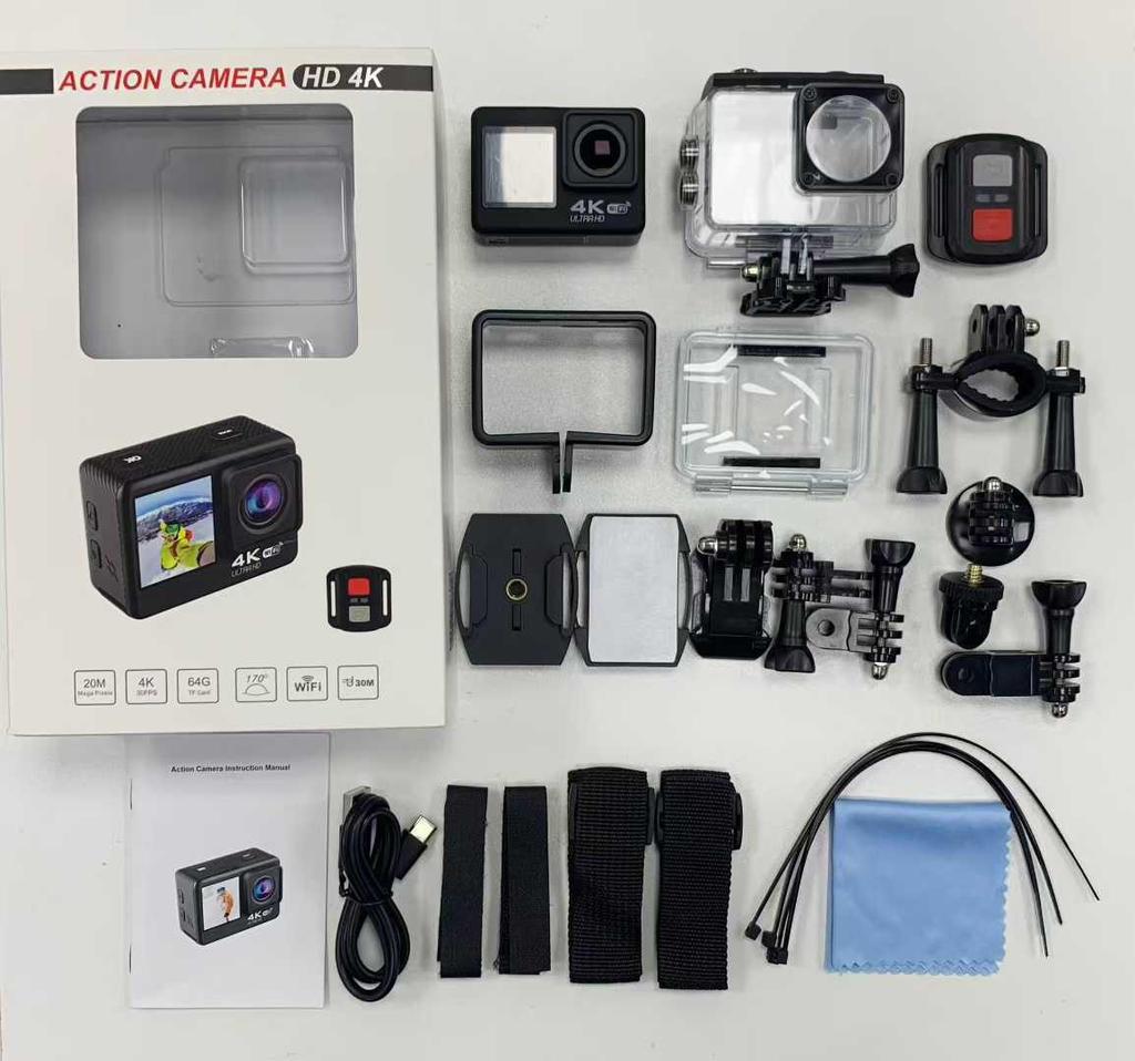 4K Dual-Screen Waterproof Action Camera for Cycling, Climbing, and Surfing with WiFi