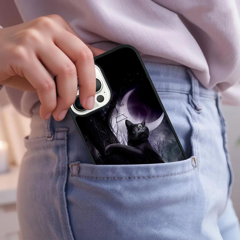 Witchcraft Halloween Cat Dark Witch Soft Phone Case For iPhone 17 Air 15 16e 14 13 Pro Max Coque 12 11 Pro Max PLUS Cover
