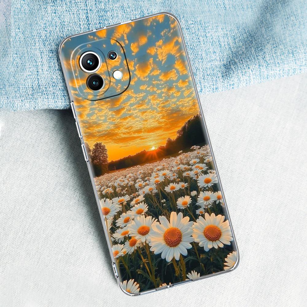 Phone Case For Xiaomi Mi 15 14 13 12 11 Lite 15T 13T 12T Pro Poco X7 X6 X5 Pro 5G X3 NFC F7 F6 F5 Cover Soft Pale Little Flower