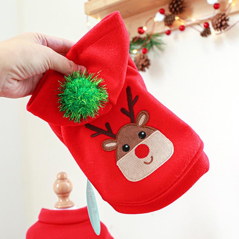 Adorable Red Christmas Dog Dress With Festive Reindeer Sweater Design For Pets