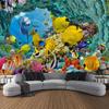 Undersea print pattern tapestry psychedelic room wall hanging cloth ocean coral dolphin home decoration cartoon mural cloth