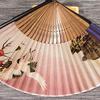 Silk Fabric Handheld Folding Fan Bamboo Handle Silk Hand Fan Elegant Folding Hand Fan  Gift Giving