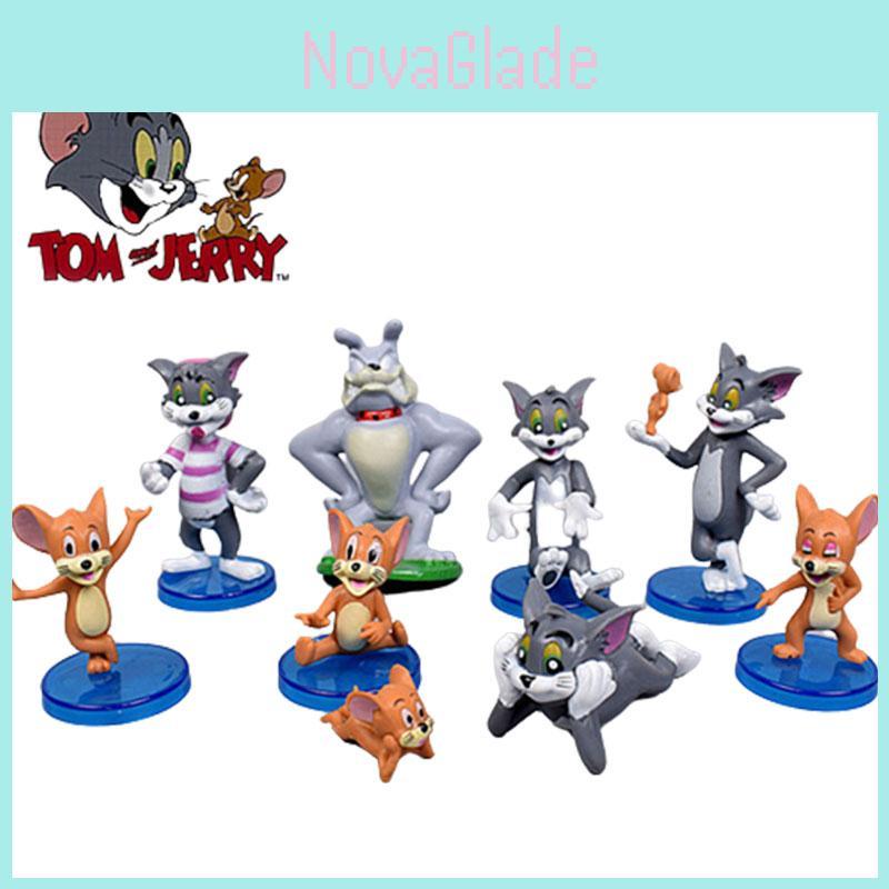 Miquelpw Tom Jerry Action Figures Cute 9pcs/set For Collectors And Cartoon Lovers