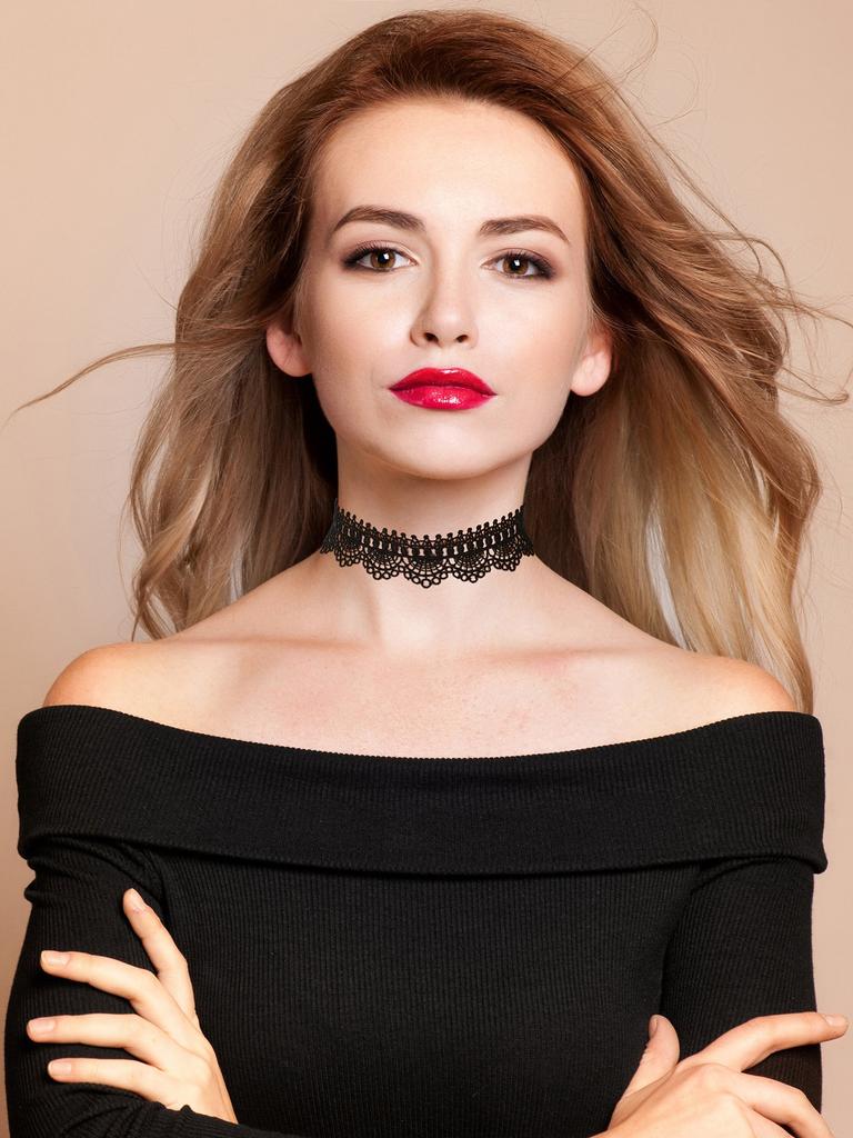 Mudder Choker Necklace, Black, Halloween Choker, Lace Gothic Necklace, Women's, Black, 6 Pieces