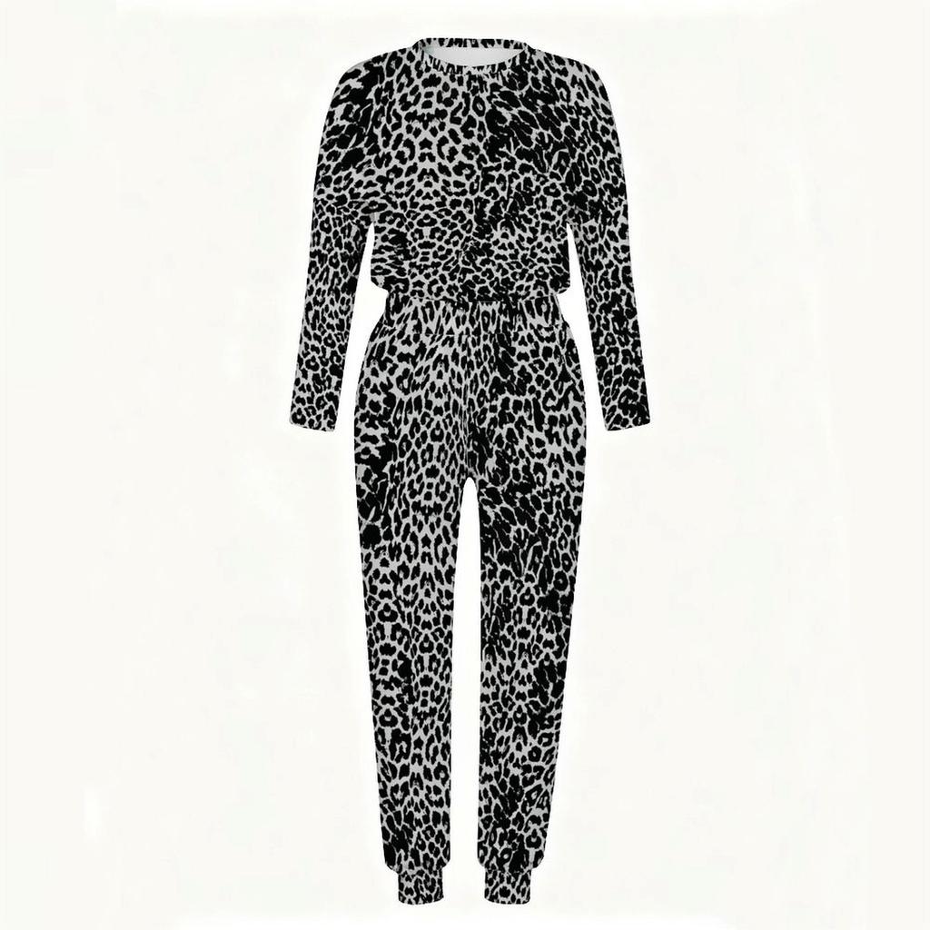 Female Crew Neck Long Sleeve Tunic And High Waist Straight Pants Two Piece Daily Casual Loungewear
