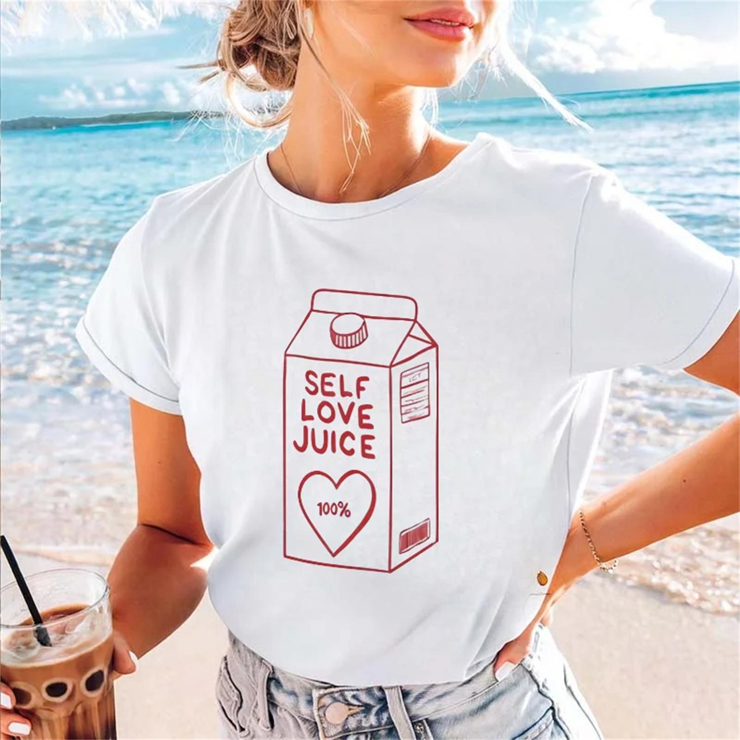 

Printed Women s Simple Casual T-Shirt Summer Basic Short Sleeve Milk Box Pattern Printed Top New Women s O-Neck Cartoon T-Shirt XXXXXL білий