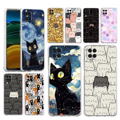 Phone Case for Samsung Galaxy A13 A15 A25 A51 A71 A21S A11 A12 A31 A52 A41 A23 A53 A73 A32 5G A03S A05s Clear Cover Cat-Printed