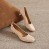 Krazing Pot Cow Skin round Toe stiletto Med Heels Summer Shoes Big Size 42 Beauty Lady Women Shallow Pumps