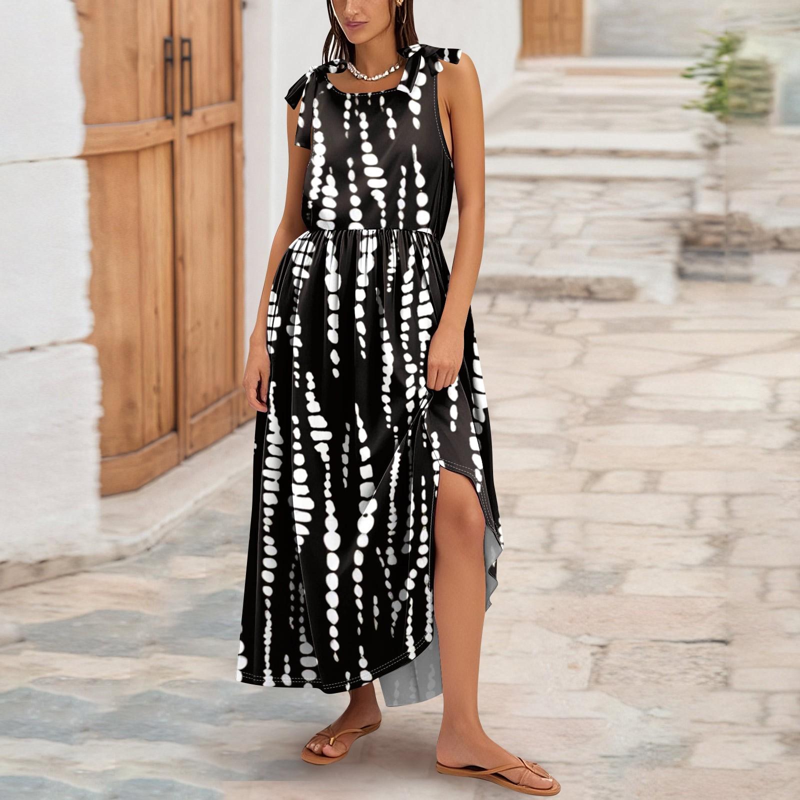 

Женское летнее модное платье-майка А-силуэта без рукавов повседневное платье с цветочным принтом/однотонными карманами L чёрный