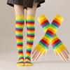 1 Set Regenboog Over de Knie Sokken & Handschoenen, Cosplay Beenwarmers Armwarmers Mode Feest Accessoires
