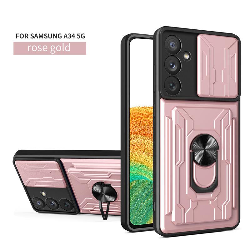 Suitable for Samsung A54 Multi Functional Ring Magnetic Suction Phone Case Samsung S23 Ultra Sharp Armor Push Window Bracket To Prevent Falling