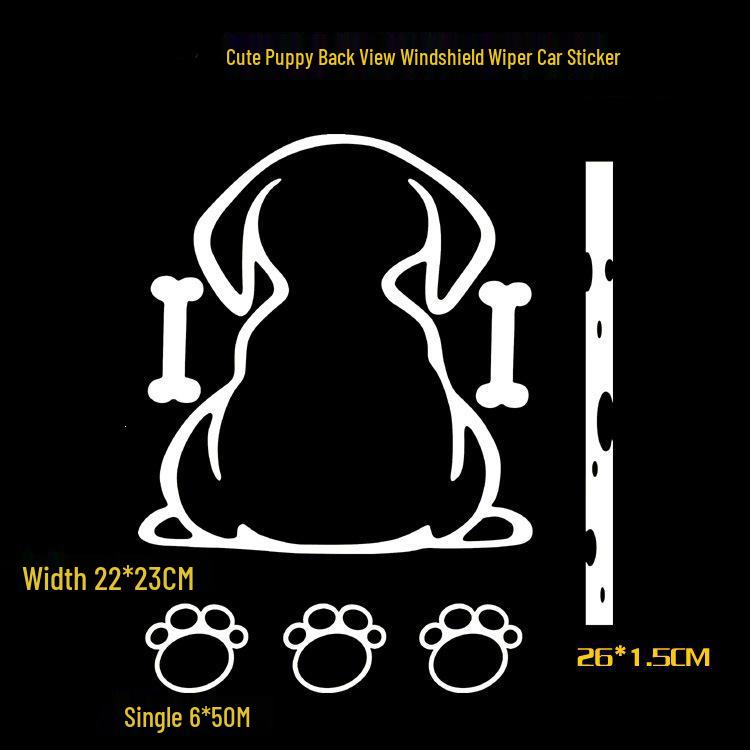Cute Puppy Rear Window Reflective Car Wiper Sticker