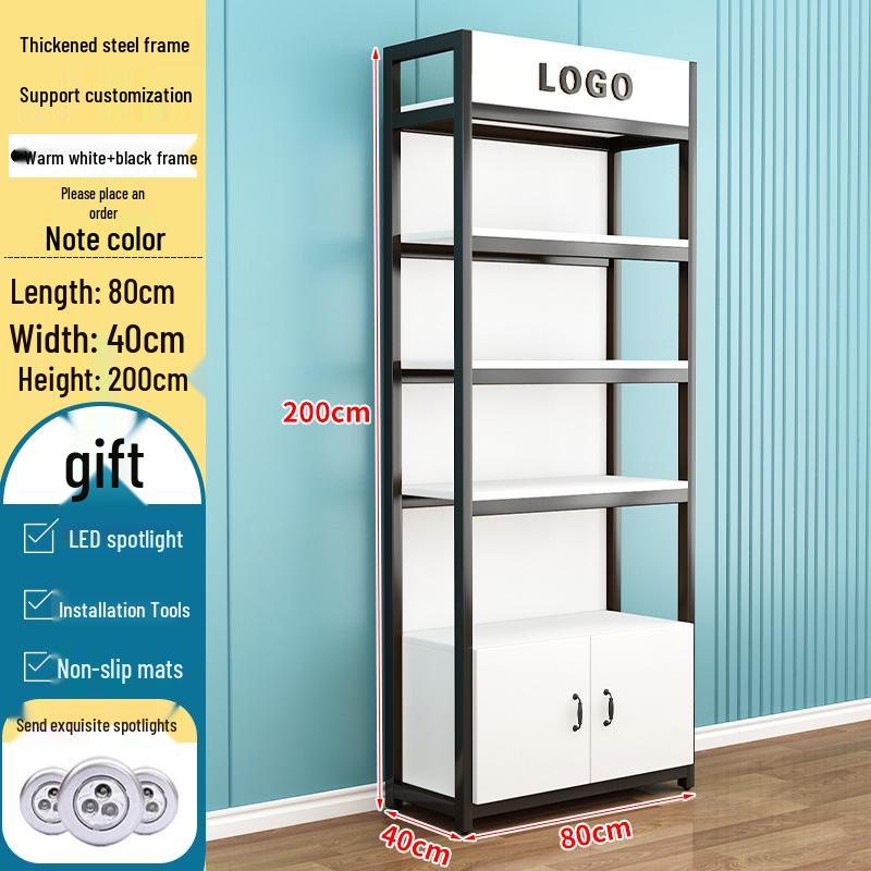 Steel-Wood Multi-Layer Floor Display Rack for Cosmetics and Baby Store