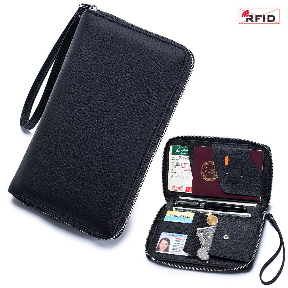 Genuine Leather Women's Anti-Theft Passport Holder & Large Capacity Wallet