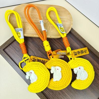 Knitted Moon Rabbit Keychain - Good Luck & Creative Gift Pendant