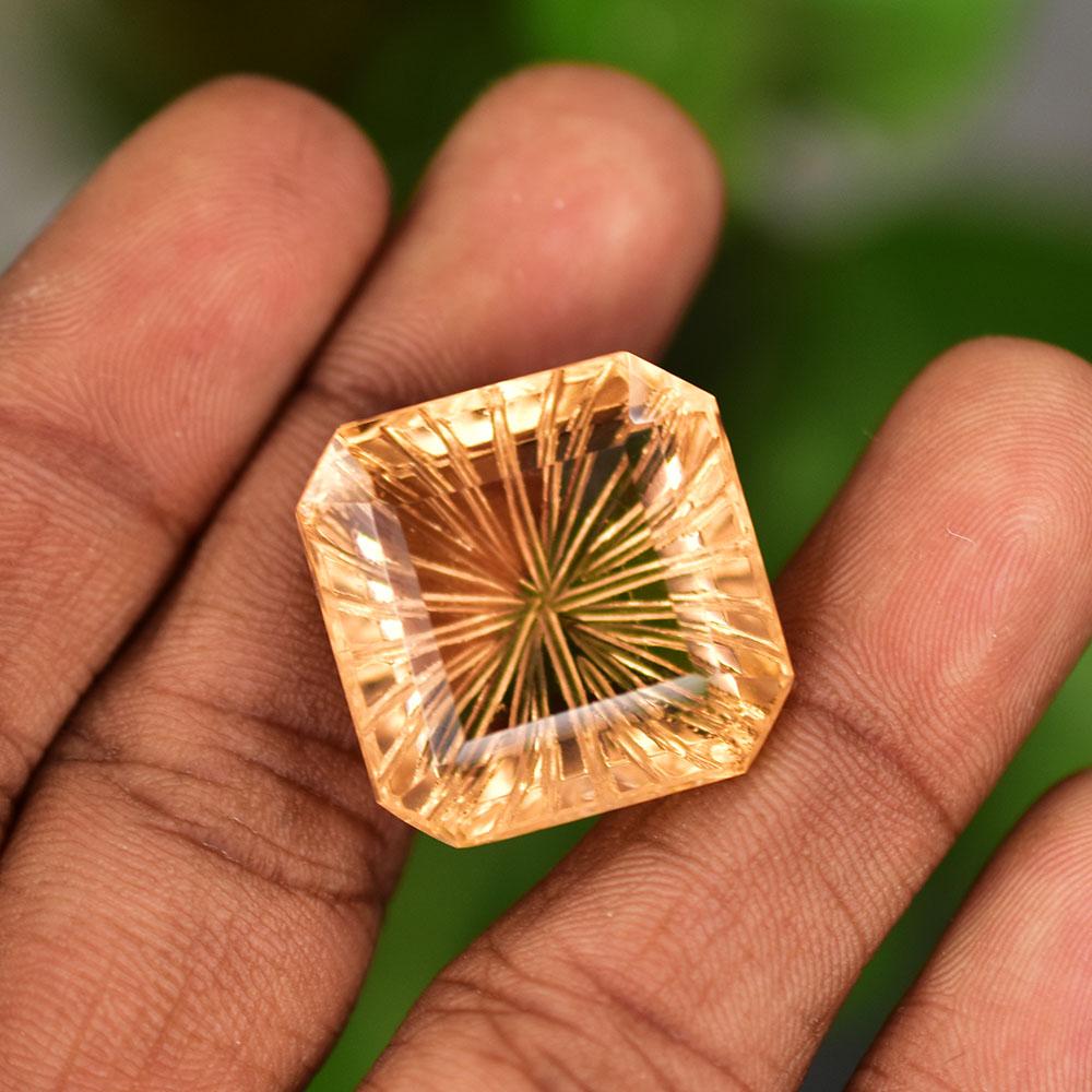Natural Topaz Loose Gemstone 21x21mm Square Shape Peach for Her for Jewelry Making and Crafts