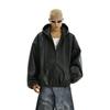Heavy American retro hooded leather jacket men and women ruffian handsome loose versatile casual motorcycle jacket tide