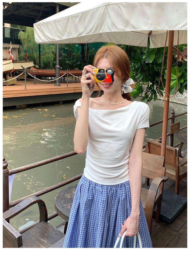 2025 Asymmetrical Off-Shoulder T-Shirt – Women's Summer Spicy Design