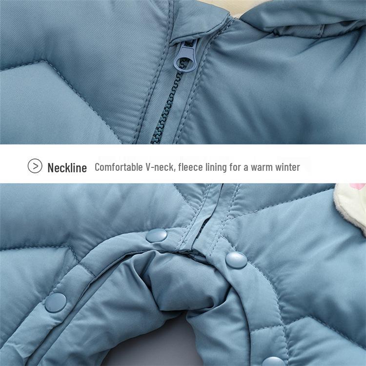 Newborn Baby Fleece-Lined Autumn/Winter Romper - Thick Cotton Crawling Suit