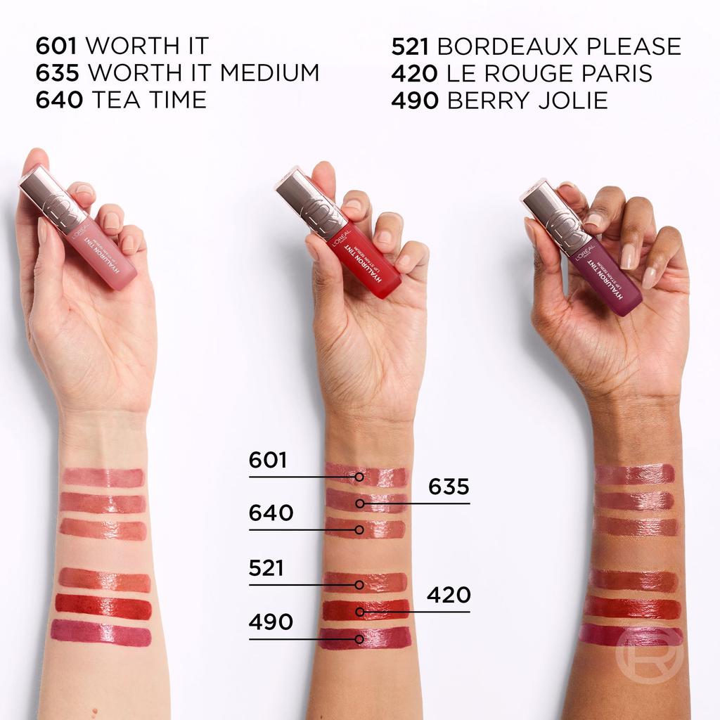L'Oreal Paris Hyaluron Tint Lip Stain Serum, Watery Stain Effect, 635 Worth It Medium, 5 Ml