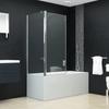 Paroi de Baignoire Pliante 2 Panneaux Verre Trempé 120 x 68 x 130 cm
