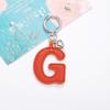Colorful PU Leather Keychain with Peach Heart and 26 English Letter Charms