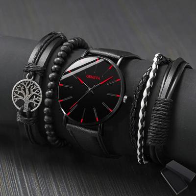 5PCS Set Pánské módní hodinky Quartz Top značky Luxusní Pánské Hodinky Sportovní Pánské Náramkové hodinky Set