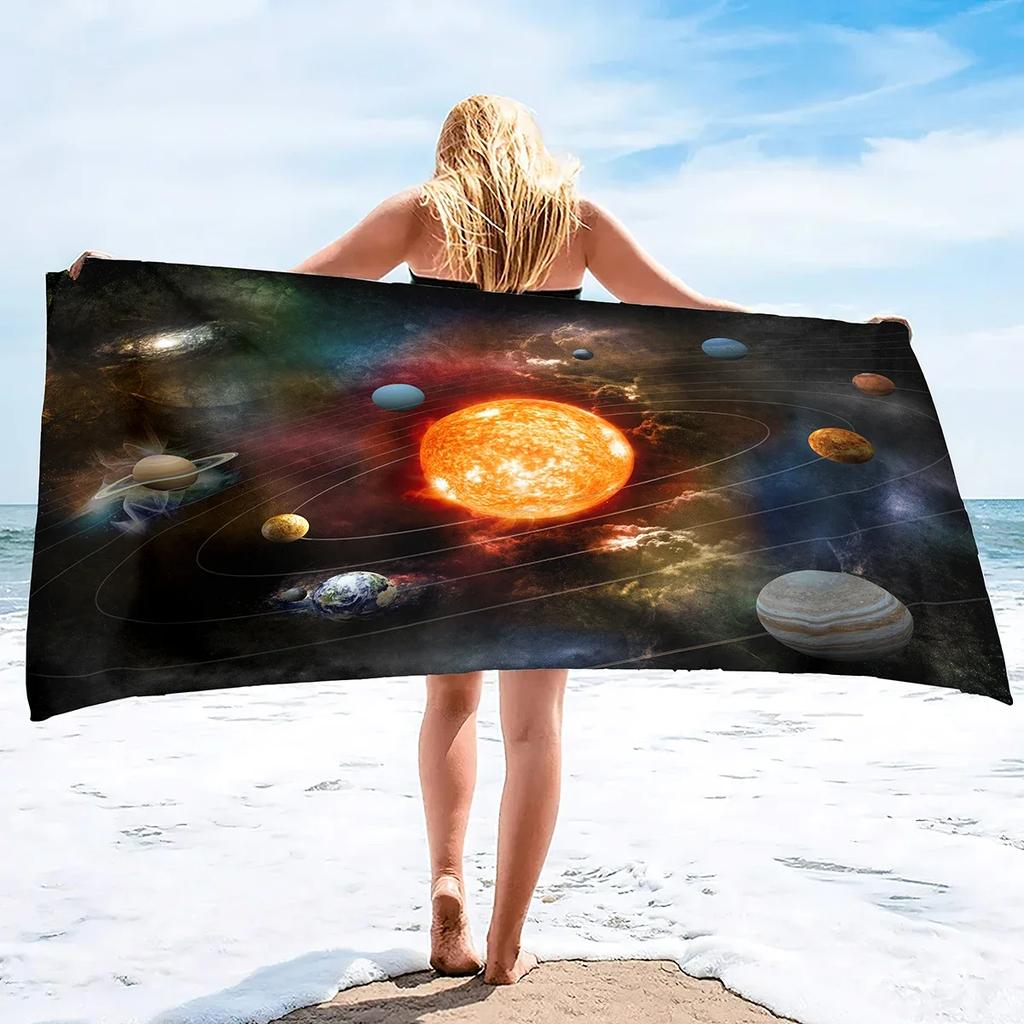 Beach Towel Planet Universe Space Microfiber Beach Towels,Super Absorbent Sand Free Quick Dry Travel/Pool Towel for Kids Adults