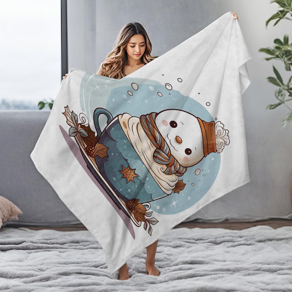 Tuniu Niedlicher Schneemann Gemütliche Decke für Sofa Schlafzimmer Dekorative Warme Überwurfdecke Geschenk
