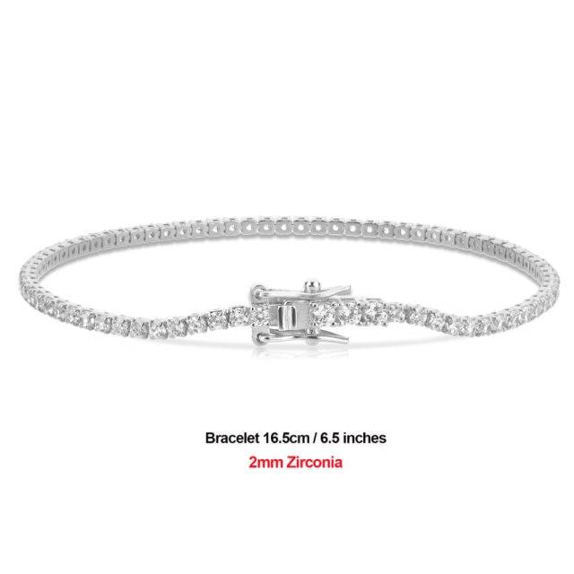 

925 пробы стерлингового серебра золота 2 мм круглой огранки теннисный браслет циркон Cz браслет застежки женские цепочка кристалл свадебные ювелирные изделия