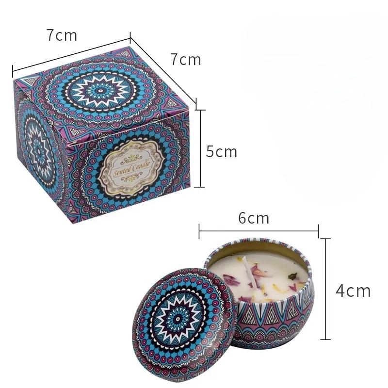 1Pcs/Box Scented Candle Set Gift Islamic Arabian Patterns Fragrance Candle Jar DIY Smokeless Couples Romantic Incense Candles for daily use