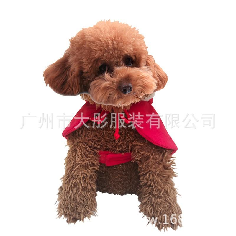Pet Christmas Costume Winter Warm Coat Dogs Cats Hooded Cape With Santa Hat Holiday Outfit