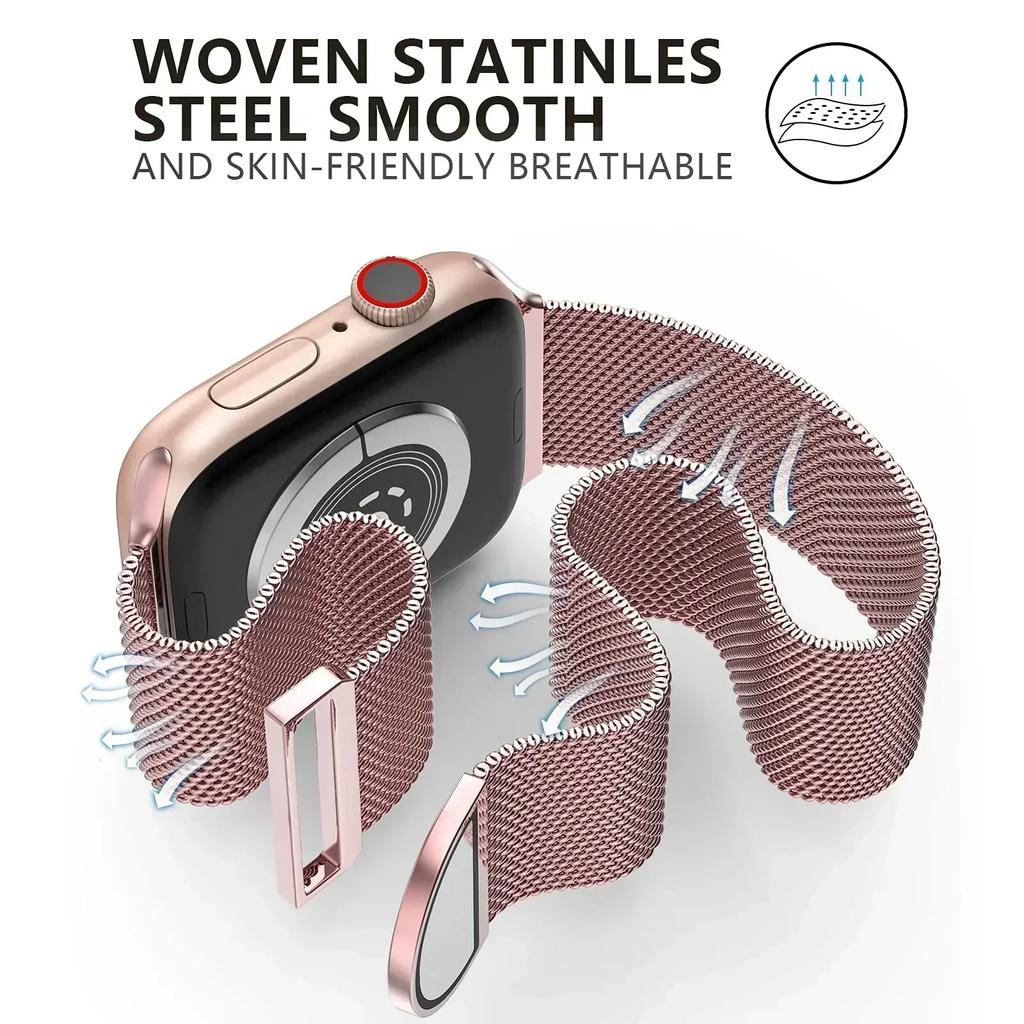 Milanese Case+Strap for Apple Watch Band Ultra 49MM 41mm 40mm 44mm 38 42mm TPU Screen Iwatch Series10 9 8 7 6 SE 5 4 Correa 45mm