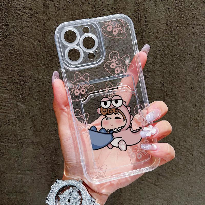 Card Slot Holder Silicone Wallet Pocket Case For Samsung S23 S24 S25 Ultra Redmi Note 12 13 Pro Oppo A38 A58 A78 Vivo Y21 Y22 Cover Clear Phone Bumper