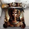 Juego de Cama Estampado Bellezas Egipcias Impreso en 3D Estilo Exótico Misterioso Juego de Funda Nórdica Suave Cómodo Funda de Edredón Funda de Almohada