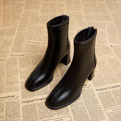 Women with Square Head and Thick Heels In Autumn and Winter 2025 New Women's Short Boots High Heels and Fashion Ankle Boots