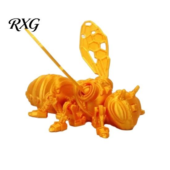 Bee Collectible Toy 3D Printed Cyberpunk Figurine, Movable Joints Mechanical Hornet Ornament, Articulated Wasp Flexible Figure Fidget Toy, Stress S
