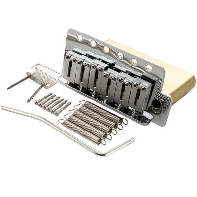 Musiclily Ultra 10.5mm Pitch 6-Point ST Tremolo Bridge with Modern Brass Saddles and 42mm Brass Blocks for Strat Electric Guitars, Chrome