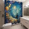 Enchanted Spiral Path Print Waterproof Shower Curtain for Bathroom, Fantasy Floral Design High-End Toilet Partition Curtain